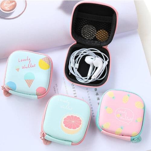 Mini Colored Lovely Girls Coin Bag Portable Round Zipper Purse Headset Jewry Storage Organizer Europe Cute Headphones Gift Box
