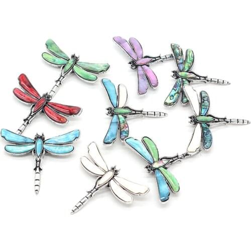Fashion Dragonfly Shell Brooches for Women Men Tibetan silver Alloy Insect Animal Brooch Pin Series Jewelry Wholesale