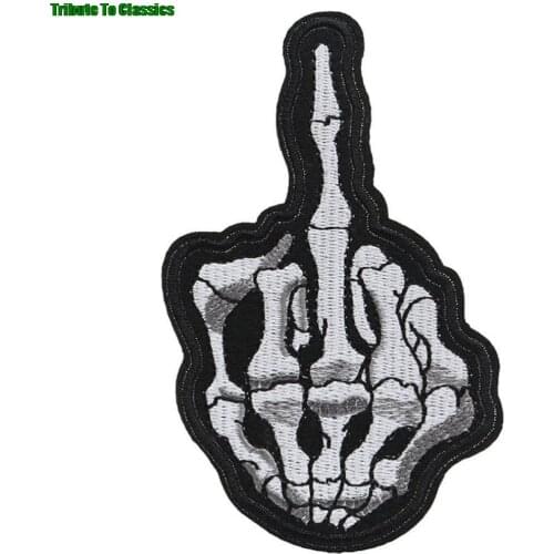 Devil Skeleton Horns Rock Punk Rockabilly Tattoo Jacket Biker Patch Dead Zombie Horror Gothic Embroidered Iron on Fingers Patch