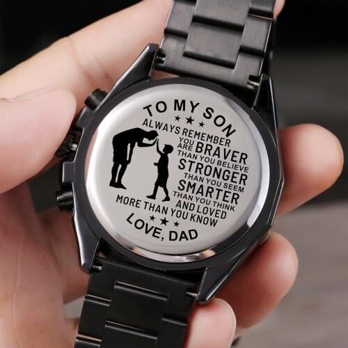 Dad To My Son I Pray You'll Always Be Safe Enjoy The Ride And Never Forget I'm Always Here Engraved Wooden Watch All Watche