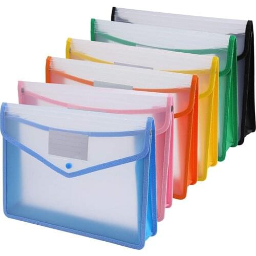 A4 Plastic Folders Document Files Folders Popper Wallet Envelope Pockets Large Capacity with Snap Closure, Card Slot for Office