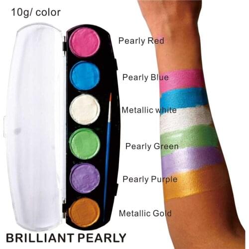 FPKIT2 Professional Water Activated Smudge proof Pearly Shiny Face Body Paint kit Makeup in Carnival Party Festival Makeup