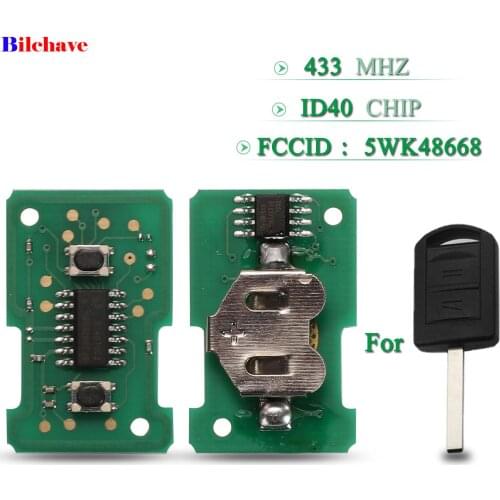 Bilchave 2 Buttons 433Mhz Remote Smart Car Key Circuit Board For Vauxhall Opel Corsa C Combo Tigra Meriva Agila With ID40 Chip