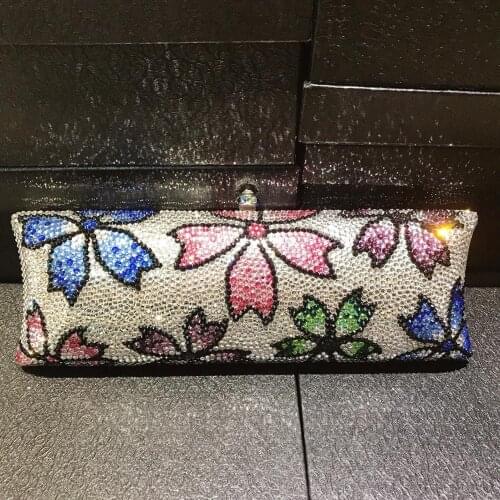 Bee In Fly Luxury Flowers Long-Style Hand Inlaid Diamond Evening Bag WomenS Wedding Zero Wallet Party Bag