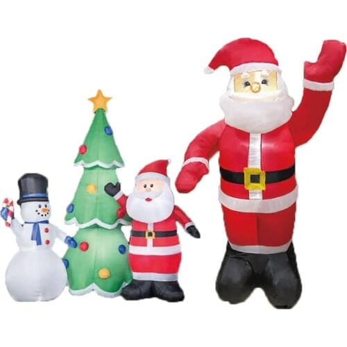 LED Light Christmas Inflatables Toy Waterproof Polyester Gingerbread Man Santa Claus Airblown Doll Inflatables Outdoor Decor