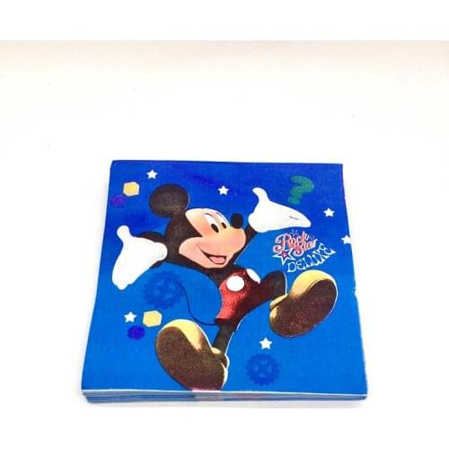 20Pcs/lot Mickey Mouse Birthday Napkins Paper Towel Party Decor Birthday Party Tableware Supplies Children Love Baby Kids Like