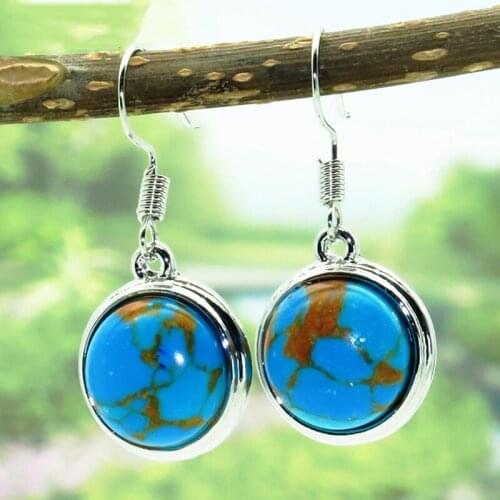 Gorgeous And Rare Vintage Blue Stone Earrings New Fashion Retro Thai Round Ball Dangle Earrings For Women Personality Jewelry