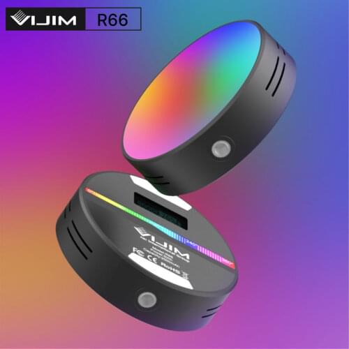 VIJIM R66 RGB Led Video Light Round Light 2000mAh 2500K-9000K Soft Full Color RGB Fill Light Diffuser Type-c Pocket Studio light