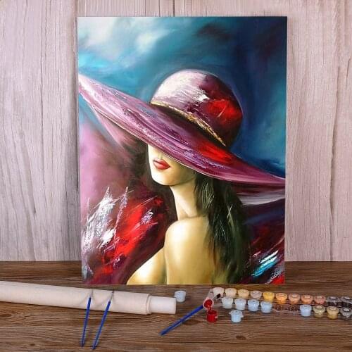 Woman Coloring By Numbers Painting Set Acrylic Paints 50*70 Canvas Pictures Home Decoration For Handicraft