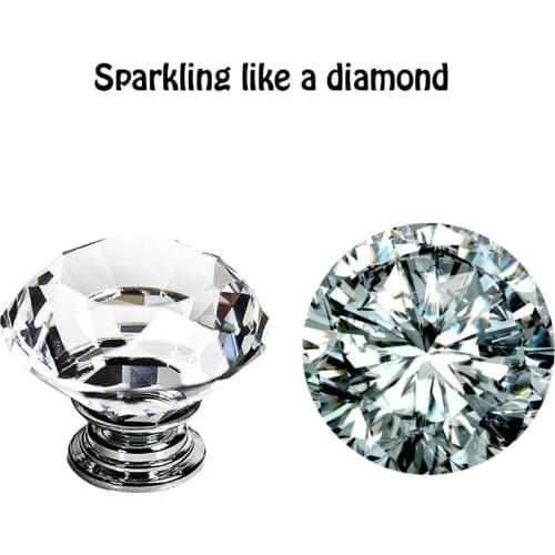 1 PCS Diamond Shape Design Crystal Glass Knobs Cupboard Drawer Pull Kitchen Cabinet Door Wardrobe Handles Hardware