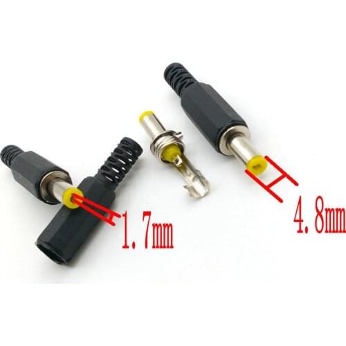 250 pcs 4.8X1.7mm DC Power cable Male Plug Connector Adapter Plastic
