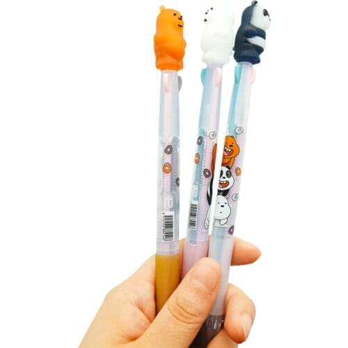 36pcs/lot Kawaii Three Bear Cartoon Ballpoint Pen 3 in 1 Color Ball Pen Roller Ball Ink Pen Writing gift Party Favors