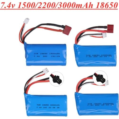 7.4V 1500mAh/2200mAh/3000mAh 18650 lipo Battery for Q46 Wltoys 10428 /12428/12423 WPL MN99S D90 U12A S033g Q1 H101 Rc Boats Cars