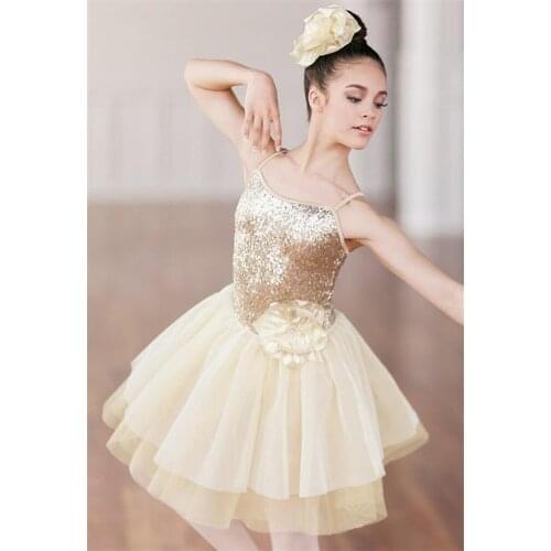 Girls Ballet Dancing Dress Childrens Adult Ballet Performance Skirt Female Gold Yarn Fluffy Tutu Costumes Stage Costume D-0435