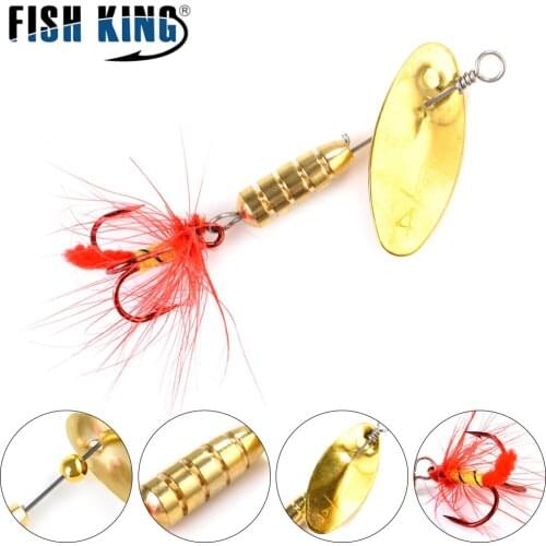 FISH KING Spinner Bait Fishing Lure 4PCS 2.5g 3.5g 5.5g High Quality Bass Hard Baits Spoon With Treble Hook Tackle