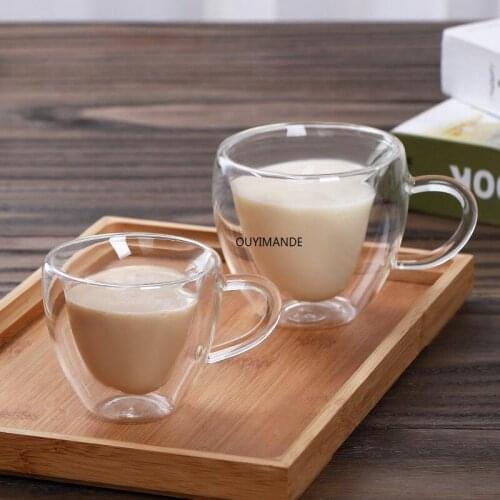 Heart-shaped Wine Glasses Drinking Whiskey Vodka Cup Coffee Juice Water Cups Tea Creative Mug Double Bottom Glass Mugs Mug