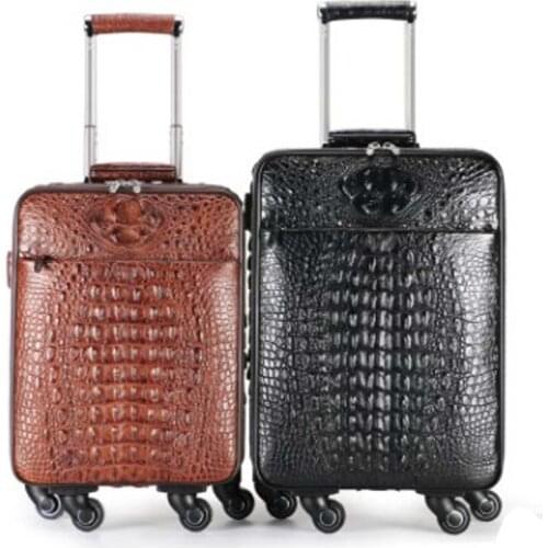 Dongou men crocodile Pull rod box Universal wheel multi-function Genuine leather The luggage custom wholesale business