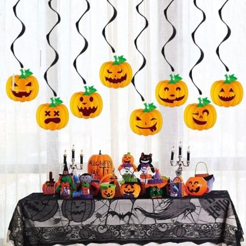Halloween Hanging Swirl Decorations Skull Pumpkin Ceiling Whirl Streamers