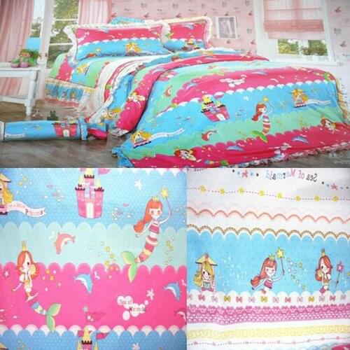 Cute Brand Design 50x160cm Ocean Mermaid Printed Cotton Fabric For DIY Sewing Clothing Bedding Quilting Home Decoration