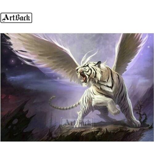 ARTBACK Animal Square / round full diamond painting tiger wings picture diy 5d diamond mosaic stickers diamond embroidery