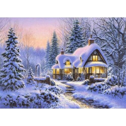 Paint With Diamond Embroidery "Snow tree" Diamond Painting Full Square Round Picture Of Rhinestone Decor