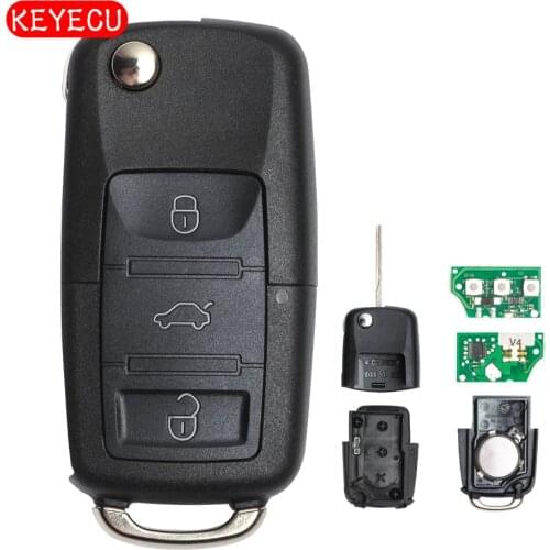 Keyecu Flip Remote Key 3 Button 434MHZ with ID48 Chip 1K0 959 753 G for VW Golf Jetta Touran Seat
