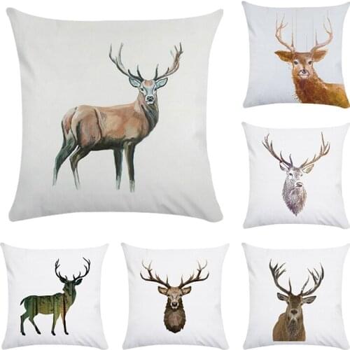 Cute Cartoon Cotton Polyester Cushion Cover Throw Pillows Animals Milu Deer Rhinoceros Outdoor Chair Cushions 45X45cm CR196