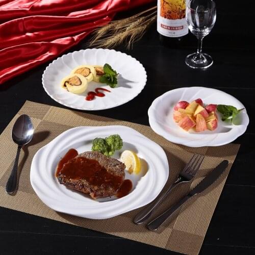 Fashion Creative Pure White Ceramic Tableware Western Plate Dish Steak Flat Plate Dish Cake Tray Kitchen Dining Tableware Plates