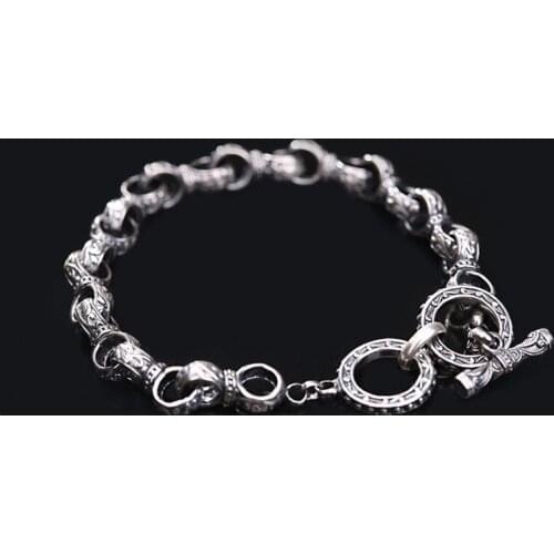 Personality WeiHua domineering man bracelet Punk wind restoring ancient ways TO buckle 990 silver