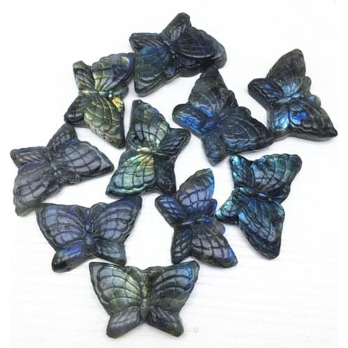 Natural gemstone hand carved quartz labradorite butterfly crystal stone for gifts