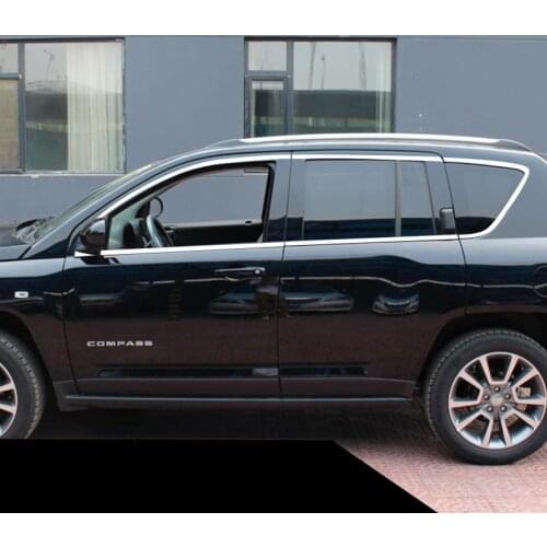 Stainless steel car window trims for jeep compass 2007-2017 2016 2015 2014 2013 2012 2011 2010 2009 2008