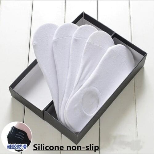 5 Pairs Lot Fashion Happy Men Boat Socks Summer Autumn Non-Slip Silicone Invisible Cotton Socks Male Ankle Sock