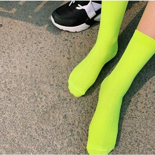 6 Colors Harajuku Style Hip Hop Street Cool Girls Socks Women Men Fashion Bright Neon Socks Fluorescent Candy Color Unisex Socks