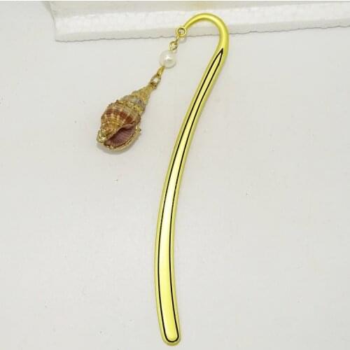 New Natural Shell Gold Cowrie Seashell Bohemian Jewelry Metal alloy Gold Bookmark Shell Drops
