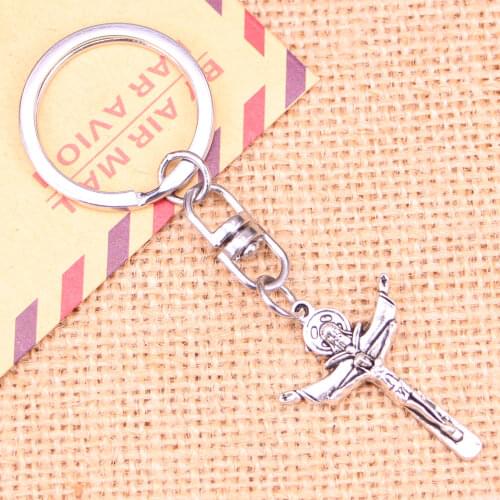 New Fashion Keychain 34*24 mm cross jesus Pendants DIY Men Jewelry Car Key Chain Ring Holder Souvenir For Gift