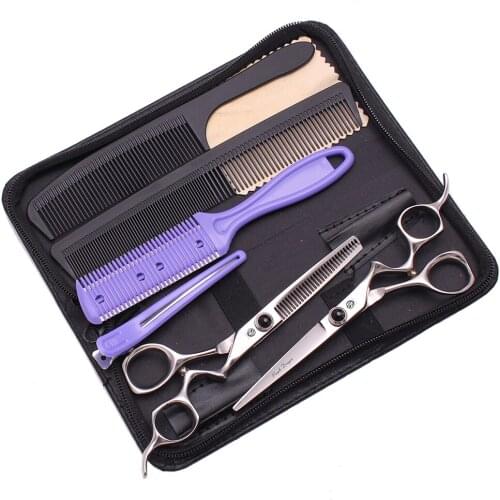 Purple Dragon 5.5" 6" Japan 440C Professional Hairdressing Scissors Barber Hair Cutting Scissors Thinning Scissors Set Hot 9016