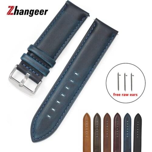 2021 New Retro Color-Changing Crazy Horse Leather Mens Strap 18mm 20mm 22mm Quick Release Comfortable Wear Watch Accessories