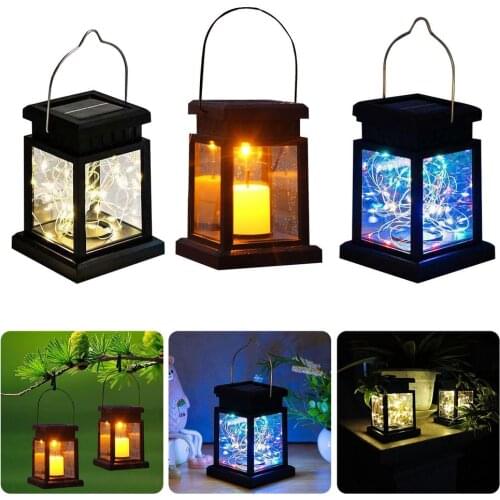 Retro Solar Lantern Outdoor Hanging Solar Light Halloween Vintage Solar Lamp Hollowed Bulb For Garden Yard Landscape Xmas Party