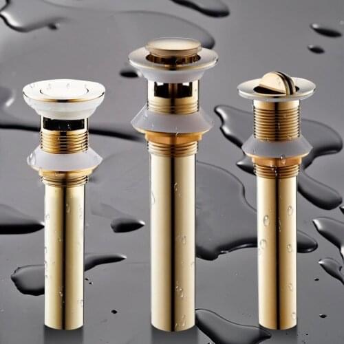 Luxury Bathroom Basin Sink Pop Up Drain & Flip Up Drain Brass with & without Overflow Vanity Sink Waste Drainer 4color