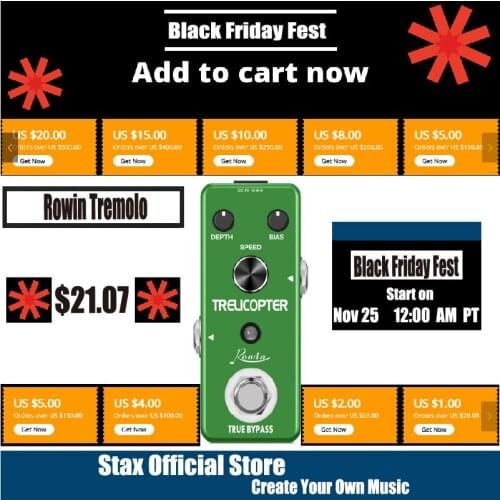 Rowin LEF -327 Guitar Trelicopter Effect Classic optical tremolo BIAS knob