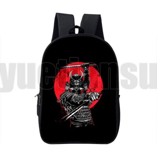 Bushido Samurai Backpacks Men 16 Inch Double Zipper Anime Cartoon Fashion School Bags Girls Mochila Japan Samurai Bag Pack