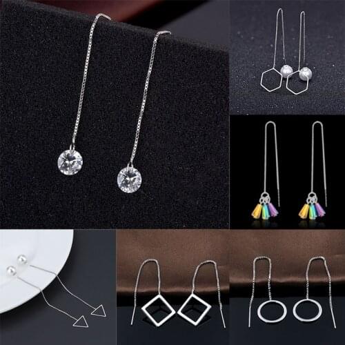 Piercing Ear Line Tassel Earrings For Women 11 Style Minimalist Trendy Girls Daily Party Wedding Fashion Jewelry KBE022