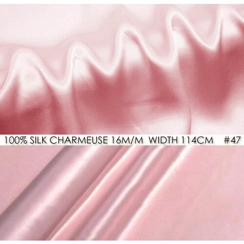 CISULI SILK CHARMEUSE SATIN Fabric 114cm width 16momme/100% Pure Silk Fabric High Quality Fabric China Supplier Pink NO47