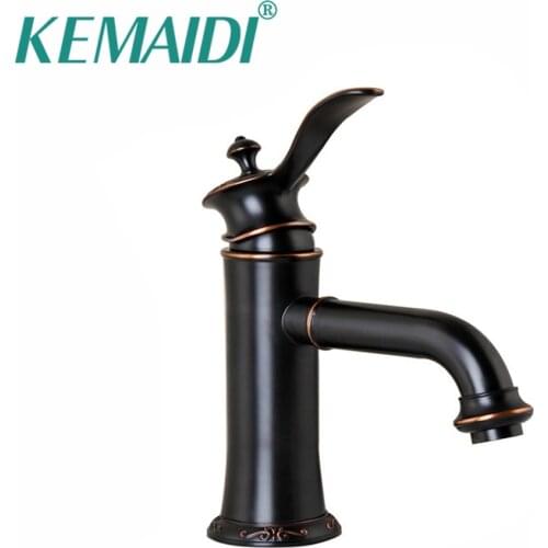KEMAIDI Contemporary Bathroom Basin Sink Faucet Oil Rubbed Bronze Finished Relief Process Basin Faucets Mixer Bathroom Sink Tap