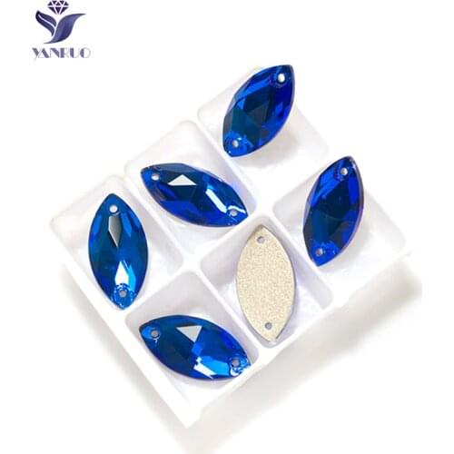 YANRUO 3223 Navette Sew On Horse Eyes Stones Glass Crystal Sewing Rhinestones Sewn Strass Stones For Clothing