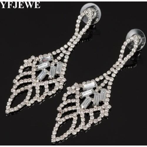 YFJEWE New Arrive Silver Plated Bridal Wedding Earrings Rhinestone Women Dangle Earrings Wedding Jewelry Gift Wholesale E482