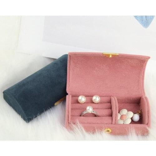Small Jewellery Box Beads Velvet Jewelry Necklaces Ring Earrings Jewelry Storage Box Simple Japanese Travel Portable Wholesale