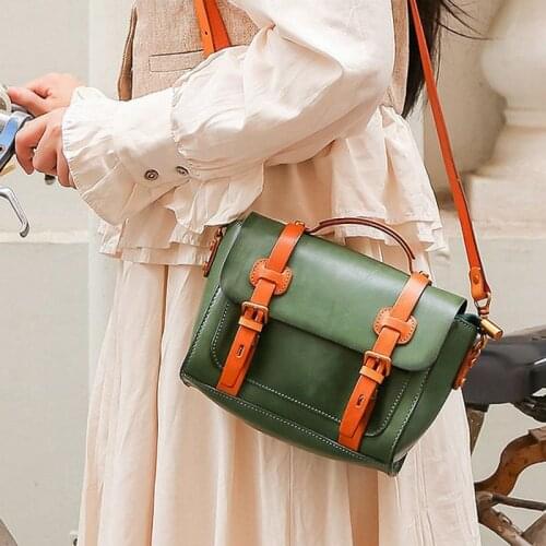 Simple casual ladies daily outdoor first layer cowhide handbag fashion designer natural real leather shoulder messenger bag