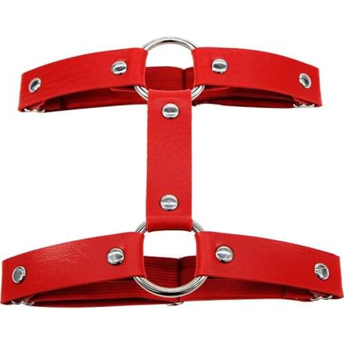 Sexy PU Leather Punk Goth Garter Belts Women Leg Ring with 2 Suspenders Straps and O-ring Leg Body Harness Jewelry