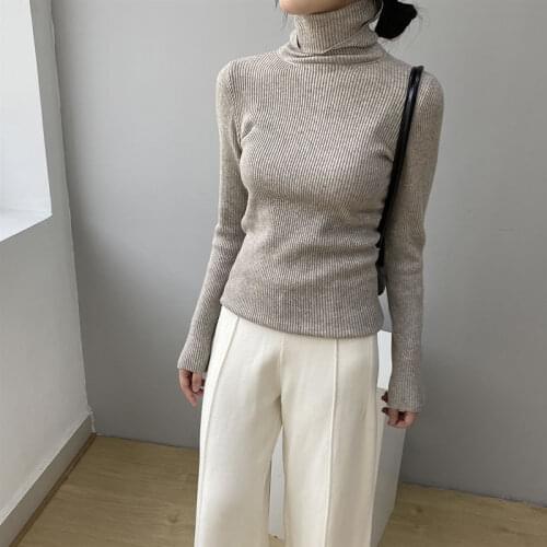 Fashion Wild Sweater Women Simple Solid Color Turtleneck Pullover Women Elegant Top Autumn Winter Knitwear 2020 New C250